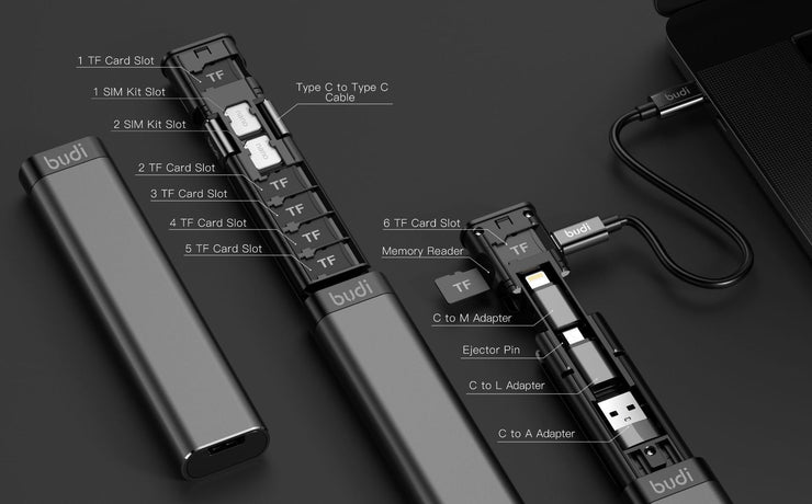 BUDI 9-in-1 Multifunktions-Smart-Adapter-Kartenspeicher