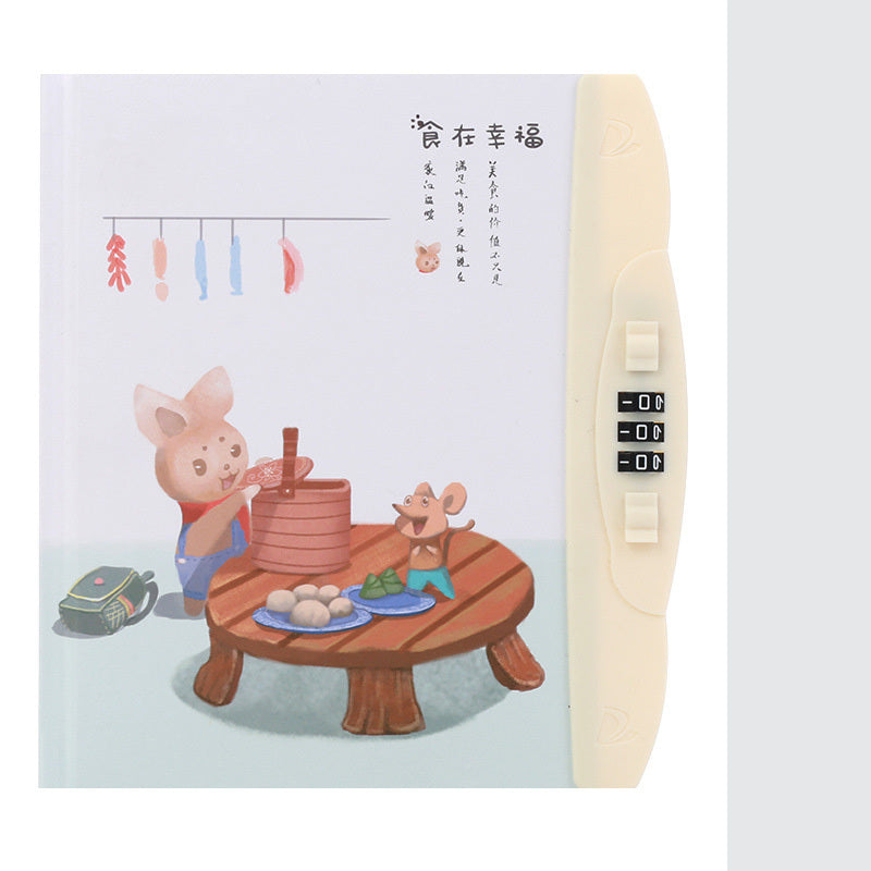 Children'S Codebook With Lock Notebook Cartoon Student Diary Book Korean Version Small And Cute Note