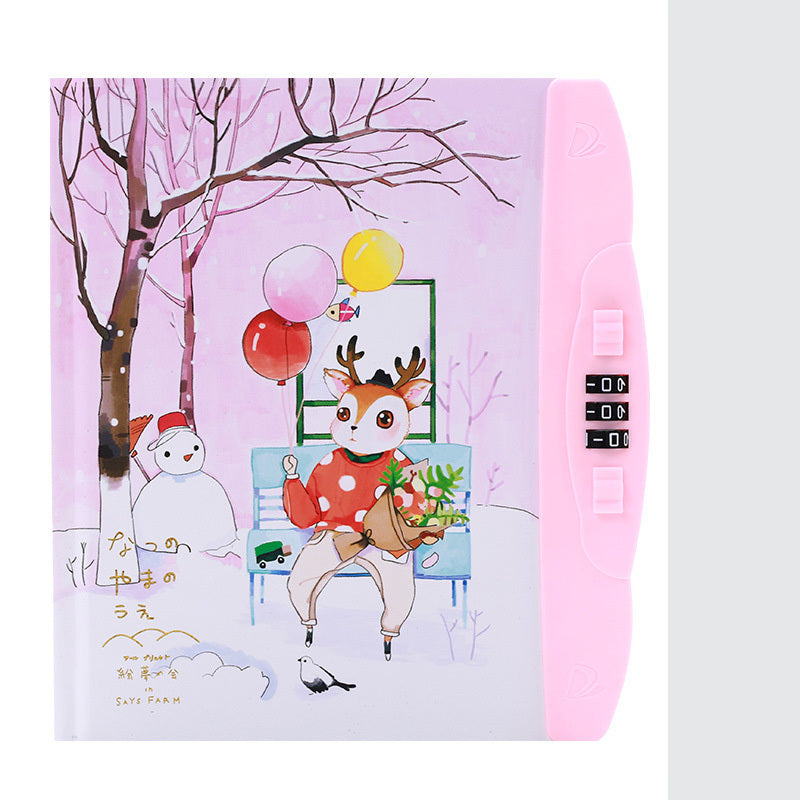 Children'S Codebook With Lock Notebook Cartoon Student Diary Book Korean Version Small And Cute Note