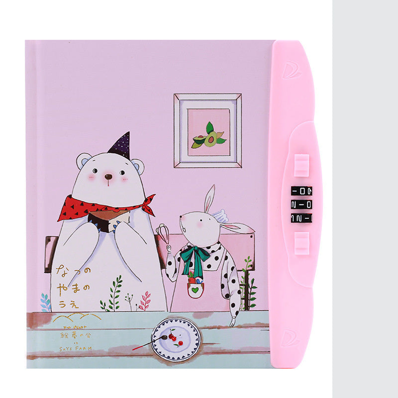 Children'S Codebook With Lock Notebook Cartoon Student Diary Book Korean Version Small  And Cute Note