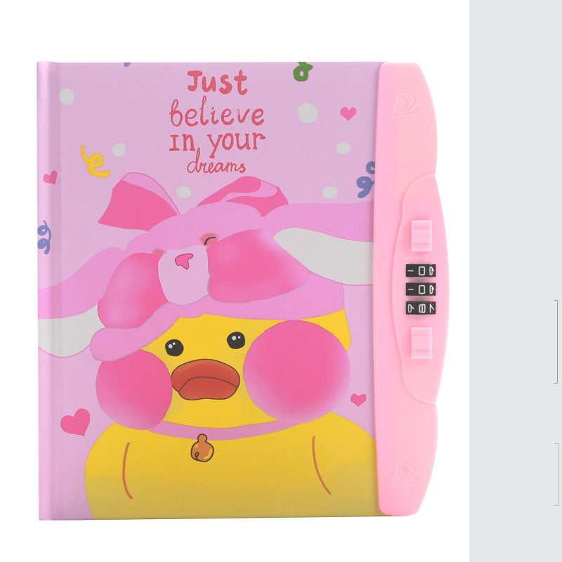 Children'S Codebook With Lock Notebook Cartoon Student Diary Book Korean Version Small  And Cute Note