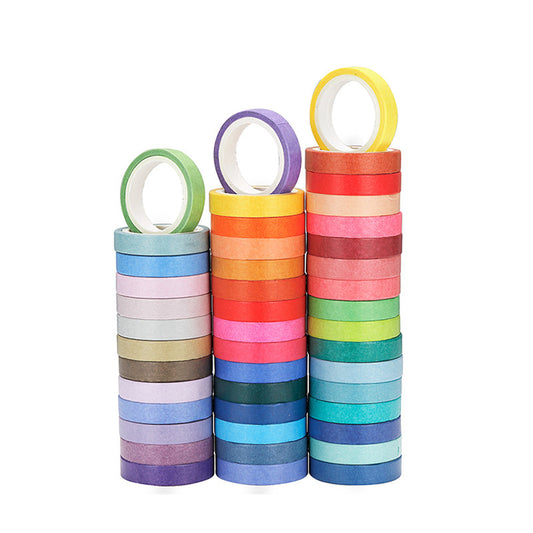 Farbiges Papierband, Breite 8 mm, dekorativer Aufkleber, 60-farbiges Regenbogen-Set