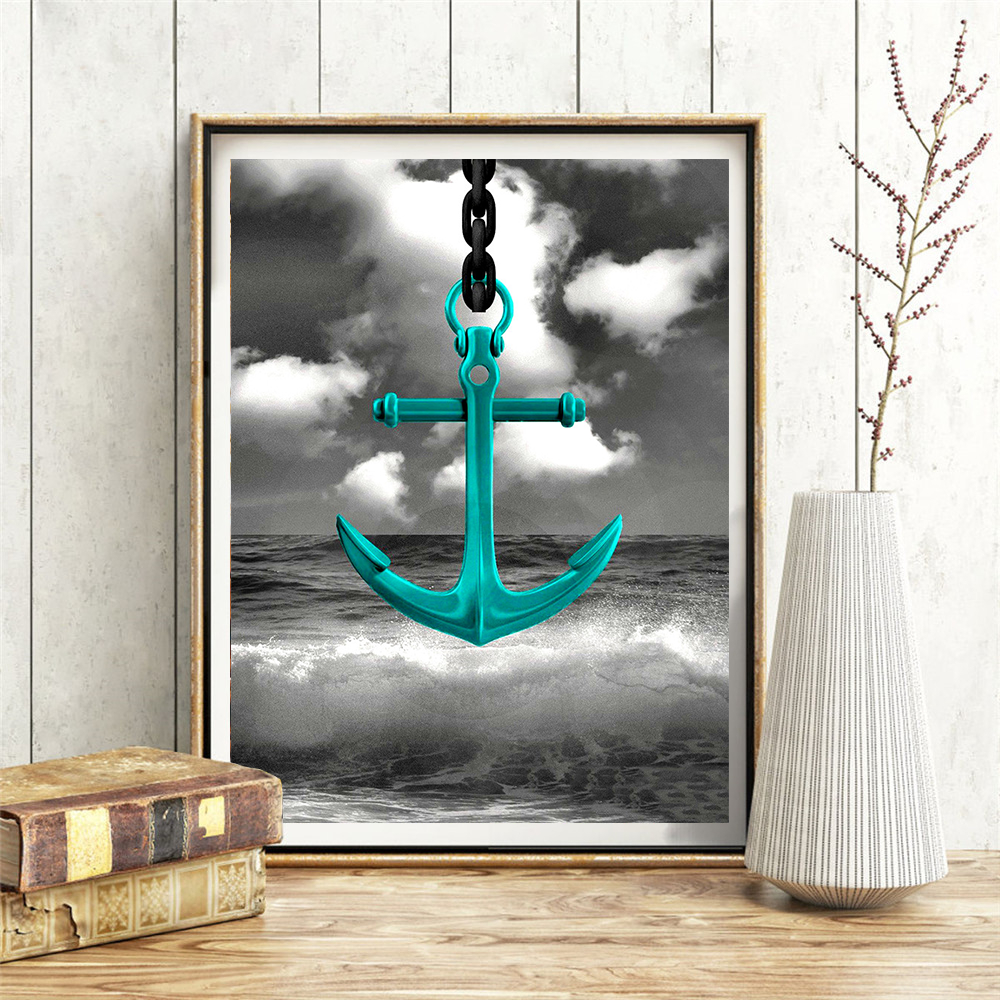 DIY Diamond Mosaic Boat Anchor Embroidery Cross Stitch Home Decoration