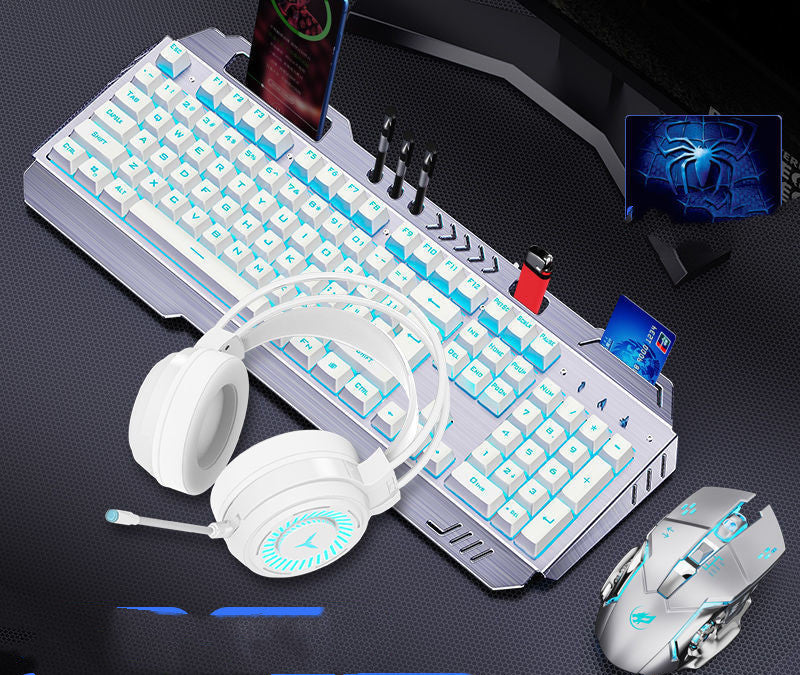 Mechanical handheld keyboard, mouse and headphones, three-piece set