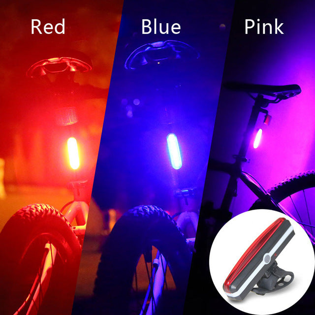 USB Rechargeable Bicycle Riding COB Tail Light Mountain Bike Bicycle LED Safety Warning Light Flashing Rear Light