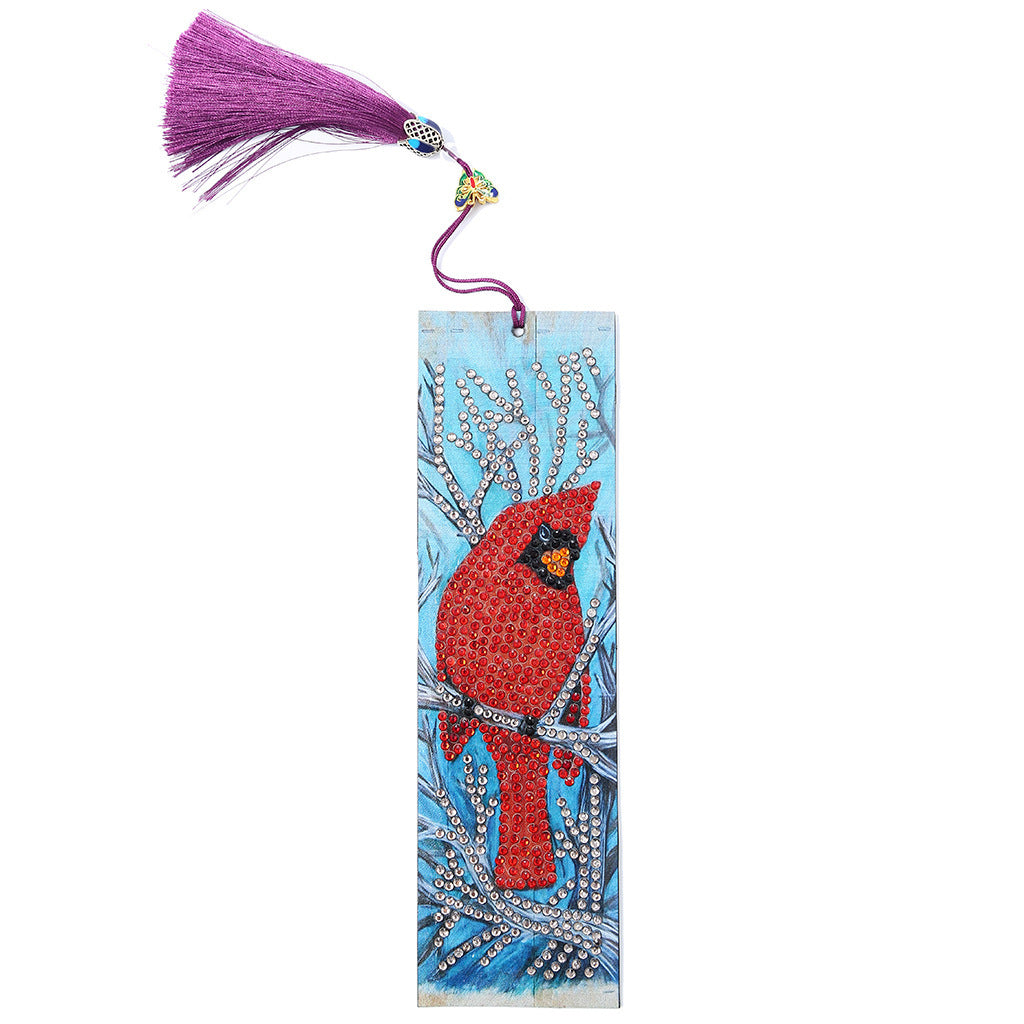 Cross-border New 5d Bookmark Diamond Painting Red Bird Diy Bookmark With Pendant