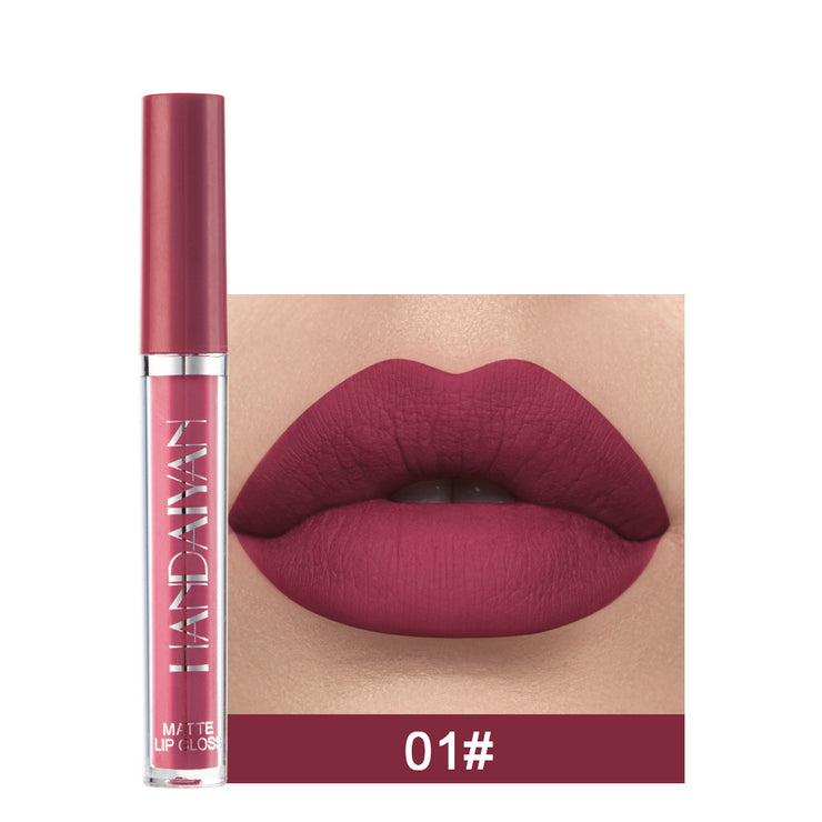 Handaiyan Matte Lip Glaze Flüssiger Lippenstift Mini Tube Lipgloss Wasserdicht Antihaft-Cup Lipgloss Echt