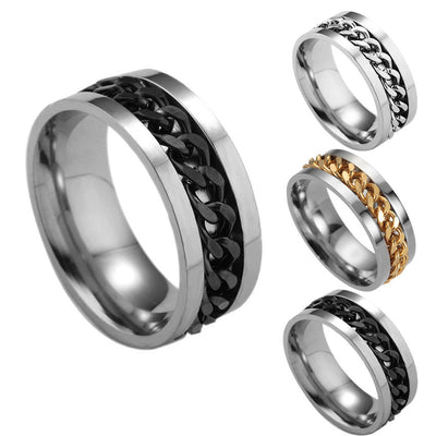 Edelstahl Spinner Ring Einfache Ringe Casual Männer Und Frauen Schmuck Bague Femme