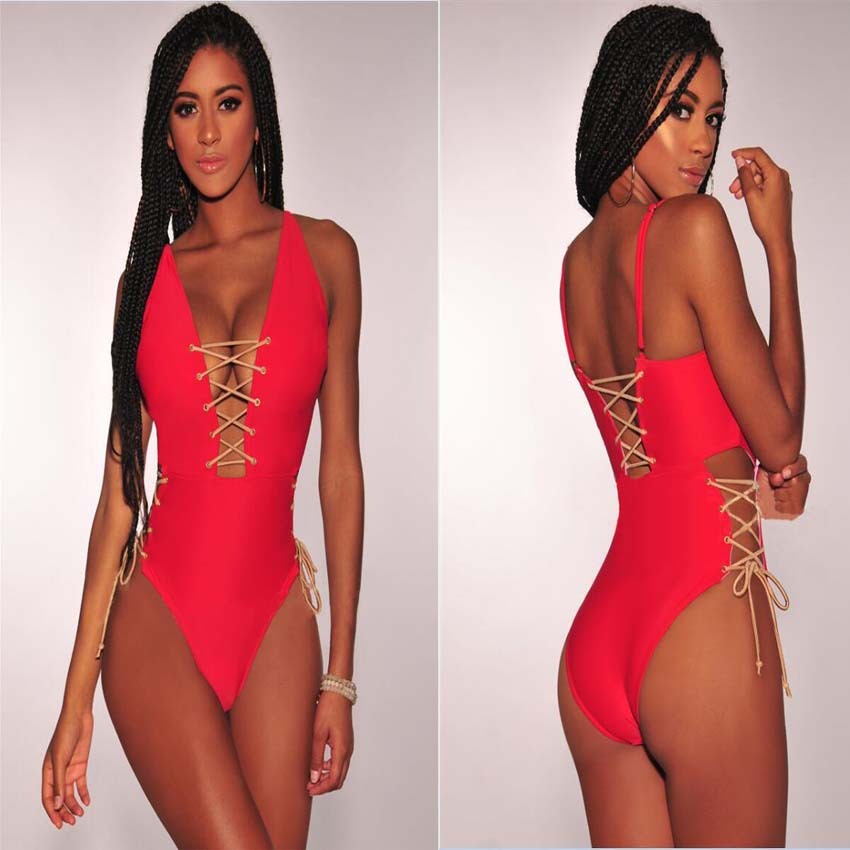 Sexy Solid Color Lace One Piece Swimsuit