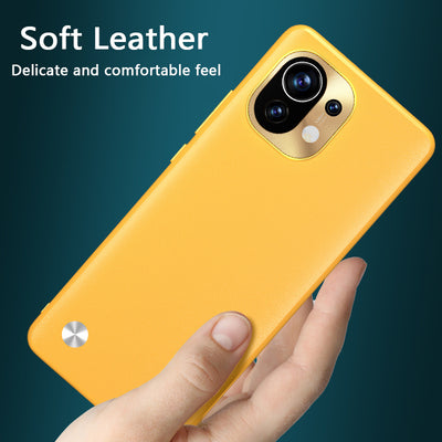 Plain Leather Phone Case With Metal Lens All-inclusive Protective Cover