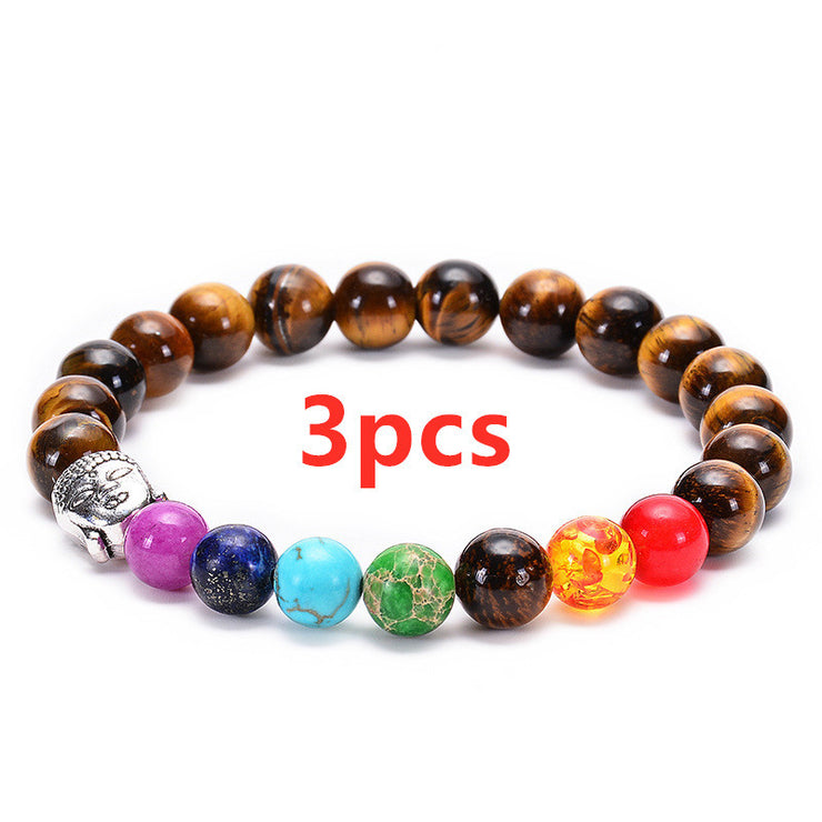 Sieben Chakra Healing Perlen Armband Natürliche Lava Stein Tiger Eye Perlen Armband