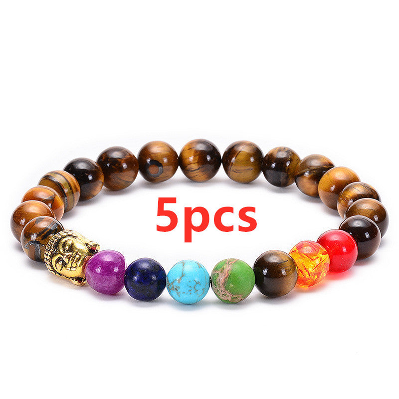 Sieben Chakra Healing Perlen Armband Natürliche Lava Stein Tiger Eye Perlen Armband