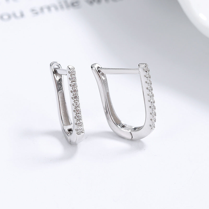 925 Sterling Silver Geometric U-Shaped Earrings Women Design Sense