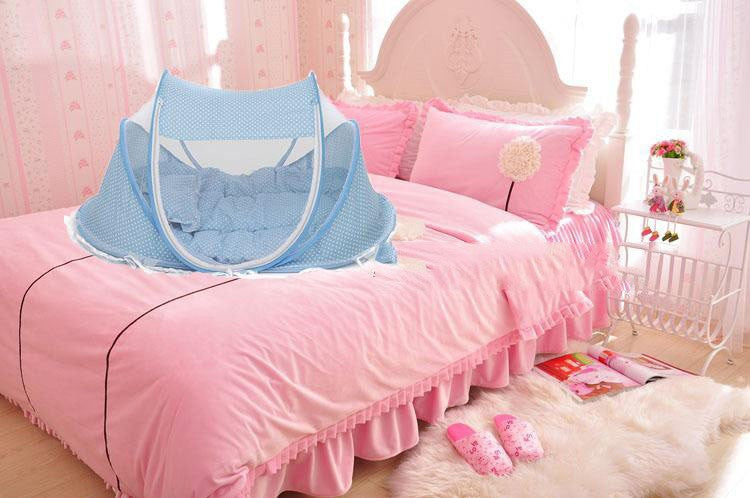 Foldable Baby Bed Net with Pillow Net, 2-Piece Set