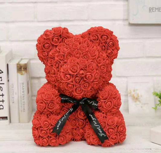 Sweet Flower Rose Bear 25cm Handmade