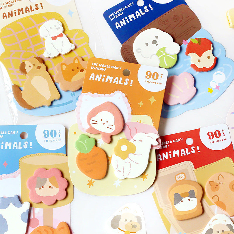 Card Lover The World Can't Be Without Small Animal Shaped Sticky Note Set Student Memo Message