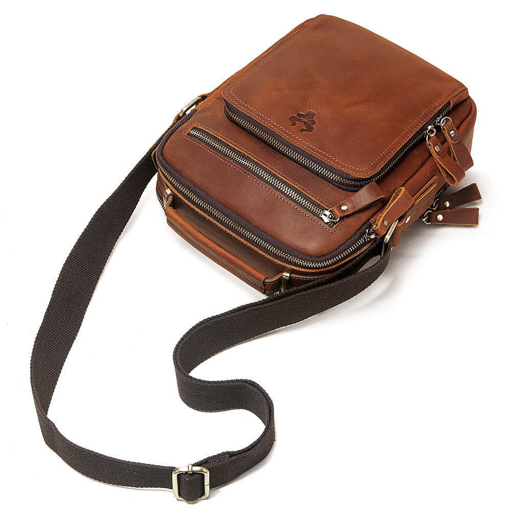 Men's Leather One-Shoulder Crazy Horse Leather Shoulder Bag