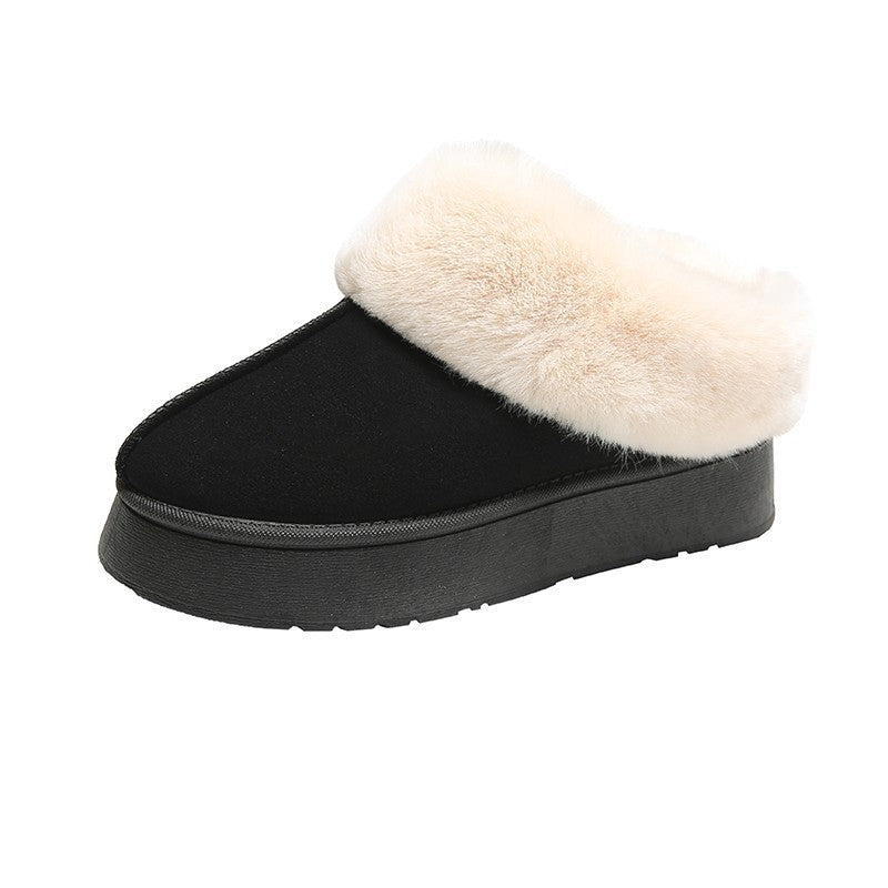 Women's Fur Mouth Short Tube Wrapped Cotton Slippers