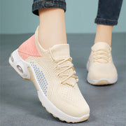 Lace-up Air Kissen Sneakers Frauen fliegen gewebt atmungsaktiv Casual Mesh Schuhe Sommer