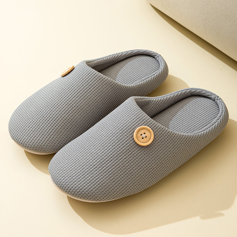 Simple Japanese and Korean Home Silent Four Seasons Soft Bottom Button Warm Indoor slippers