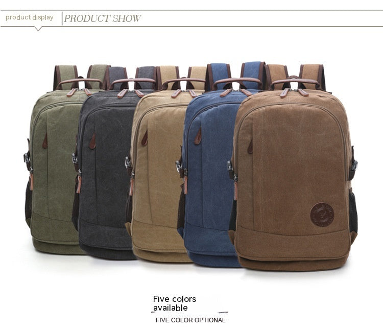 Men's and Women's Wear-resistant Washed Canvas Backpacks, Street Casual Fashion, Large Capacity, Multifunctional