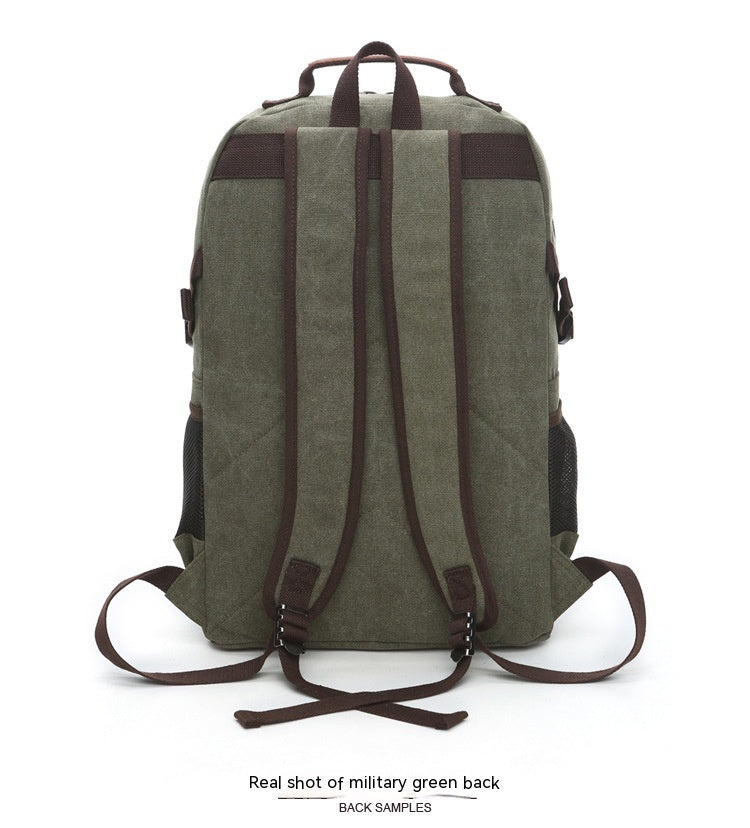 Men's and Women's Wear-resistant Washed Canvas Backpacks, Street Casual Fashion, Large Capacity, Multifunctional