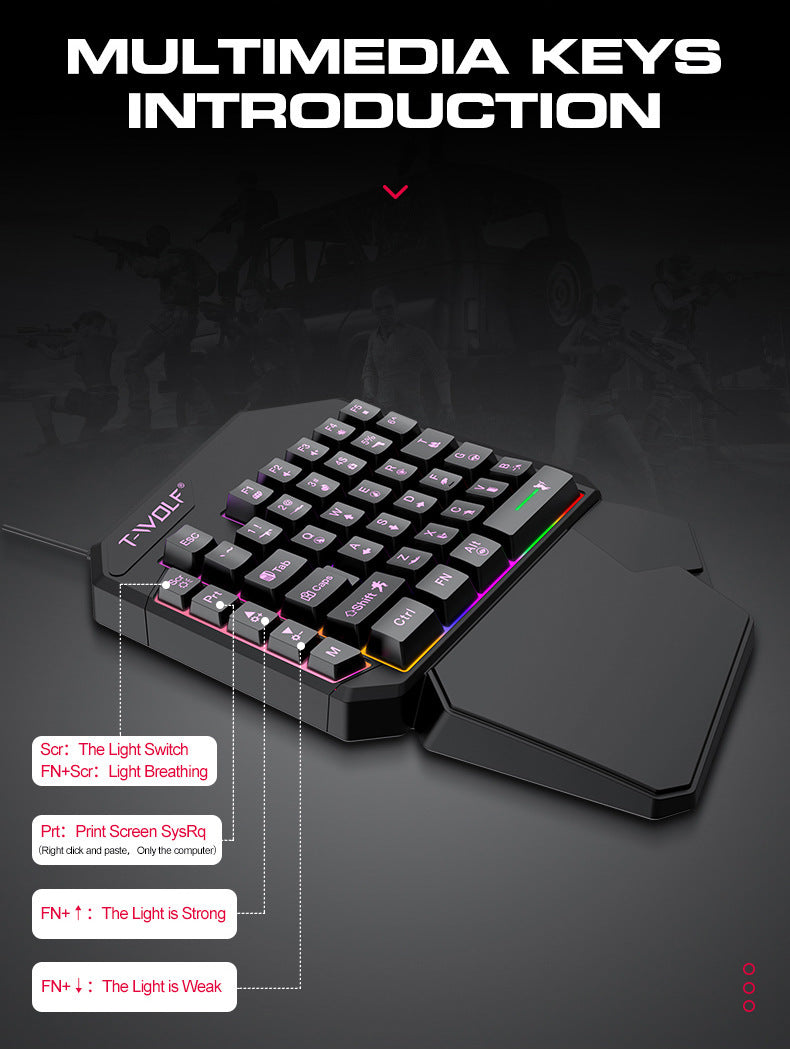 Lei Lang TF900 Single Hand Mouse Keyboard Suit