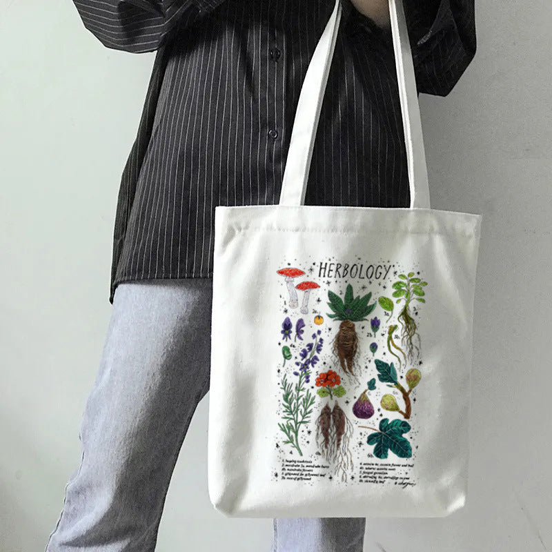 Creative Mushroom Print One-Shoulder Canvas Bag