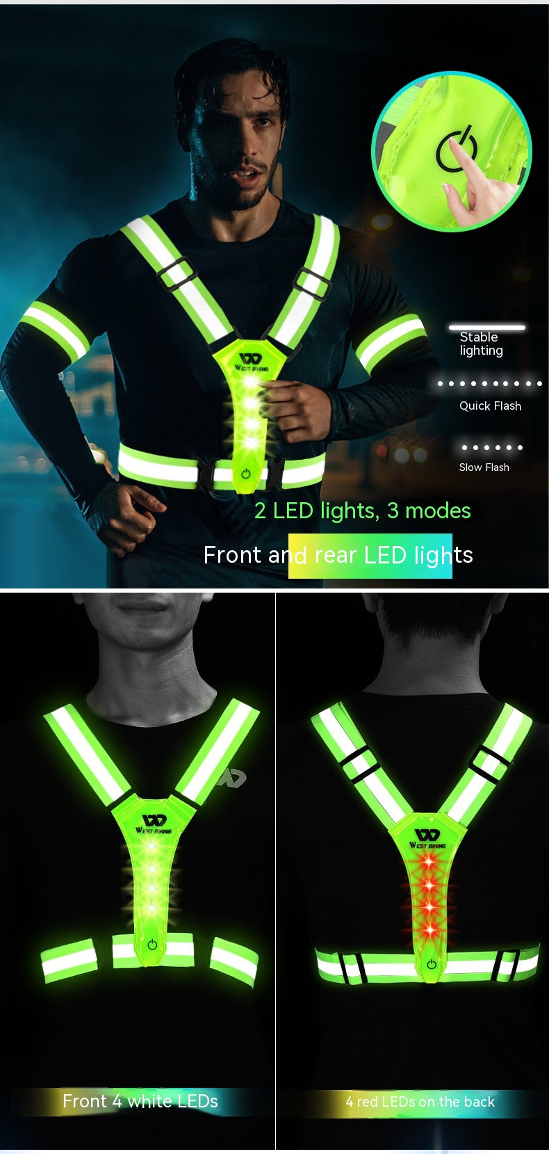 Outdoor Night Run Reflective Vest Riding Warning Light