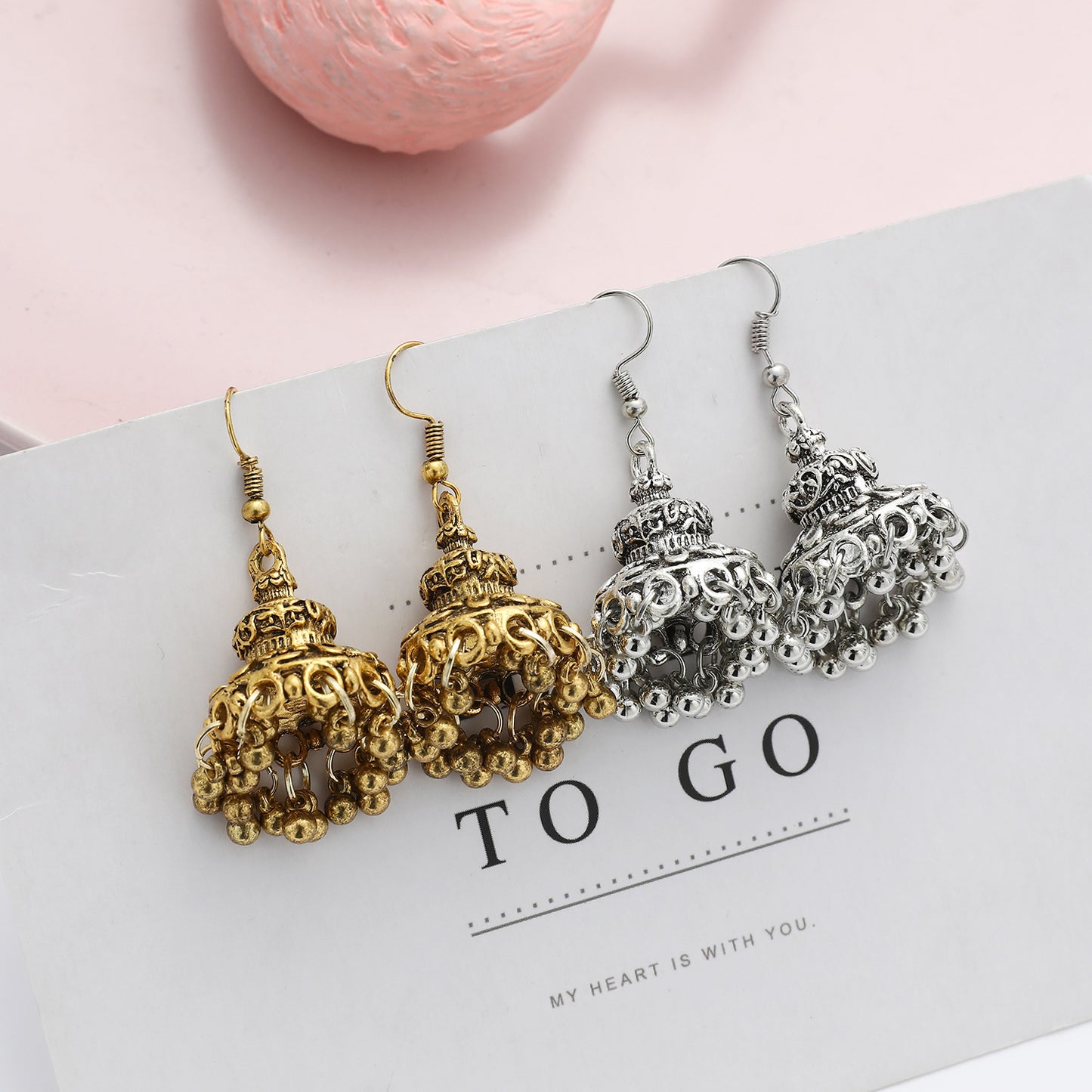 Ethnic style earrings with bells retro