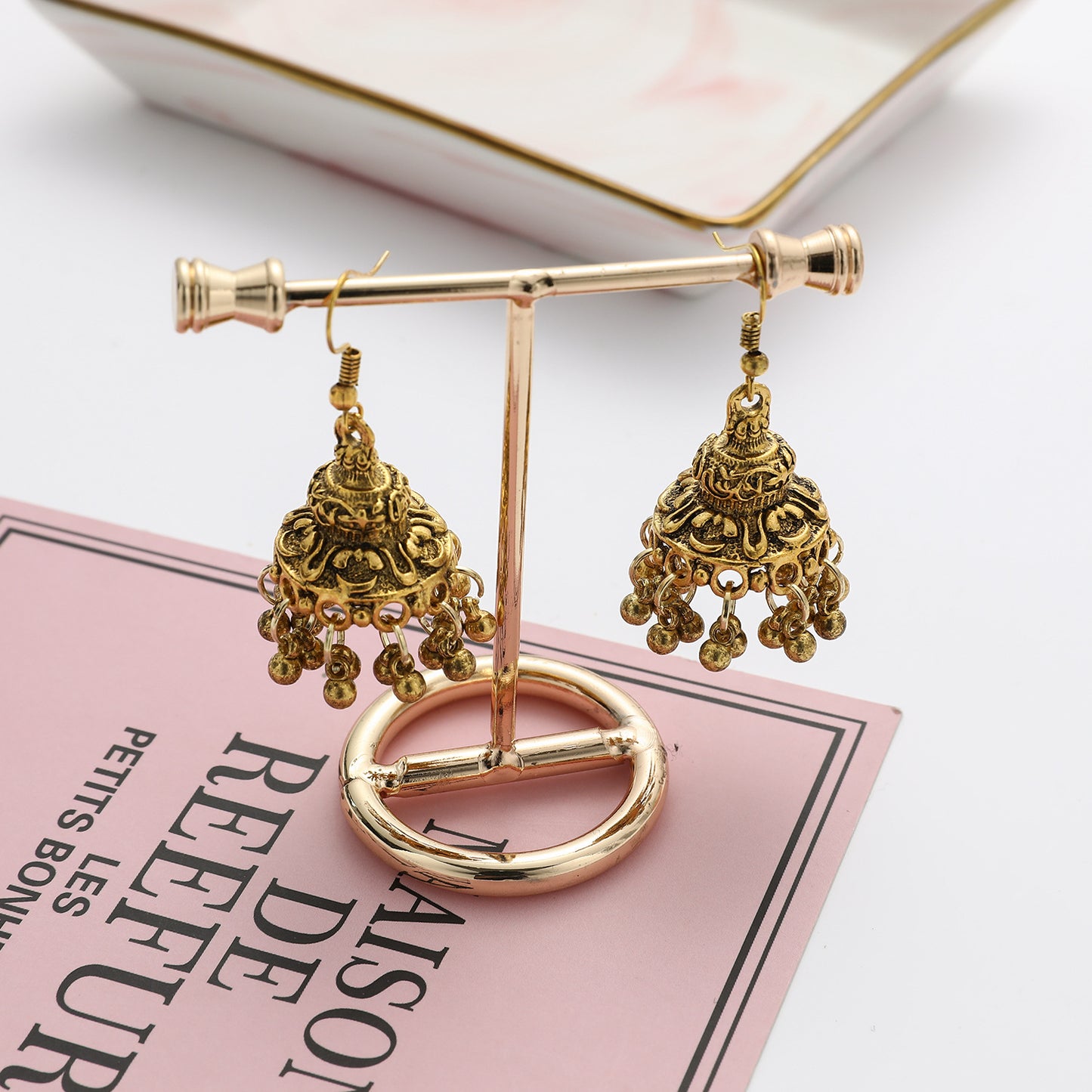 Ethnic style earrings with bells retro