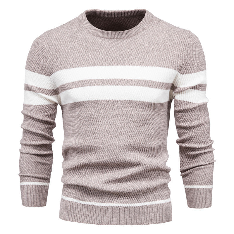 Fashionable casual striped men's sweater