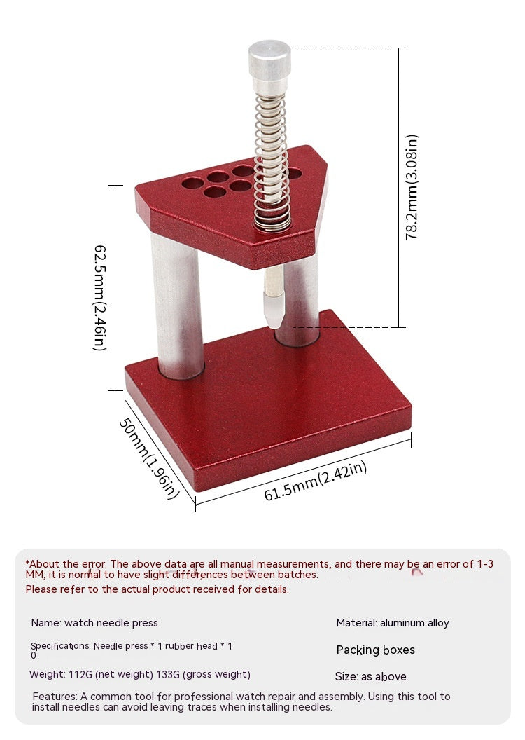 Red Metal Watch Needle Press