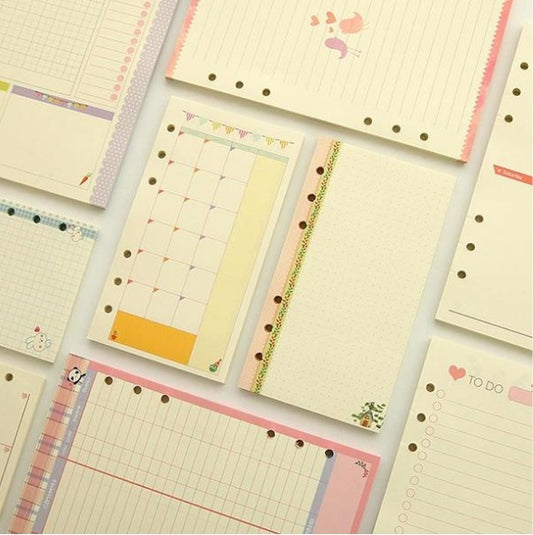 A5 A6 Colored Diary Binder Filler Paper