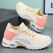 Lace-up Air Kissen Sneakers Frauen fliegen gewebt atmungsaktiv Casual Mesh Schuhe Sommer