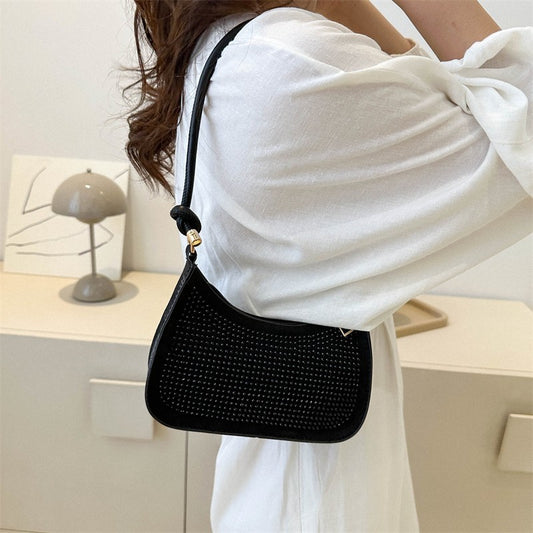 Diamond-embedded underarm bag western style fashion leisure shoulder bag