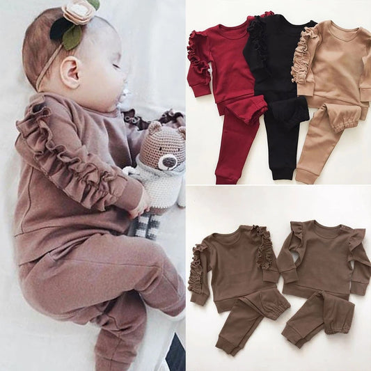 Neugeborenes Baby Jungen Mädchen 2Pcs Outfits Kleidung Set Herbst Kleidung