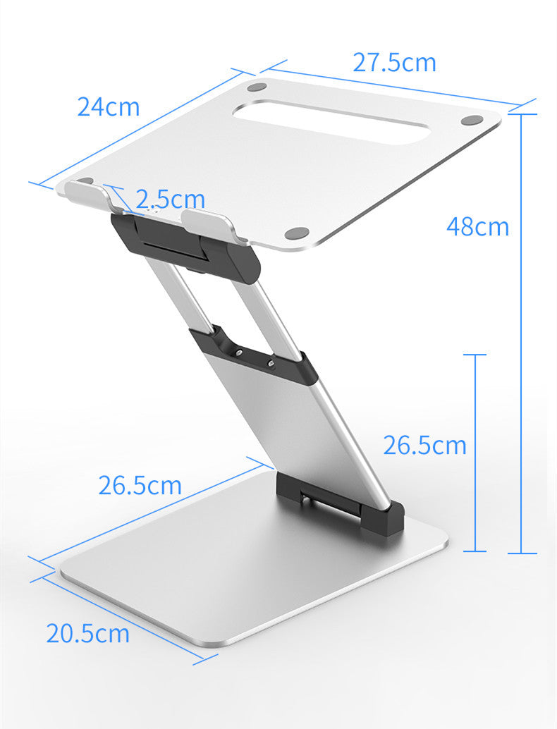 Foldable two-arm stepless stand for notebook computers