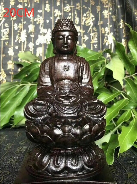 Reine natürliche schwarze Holzschnitzerei Shakyamuni Buddha