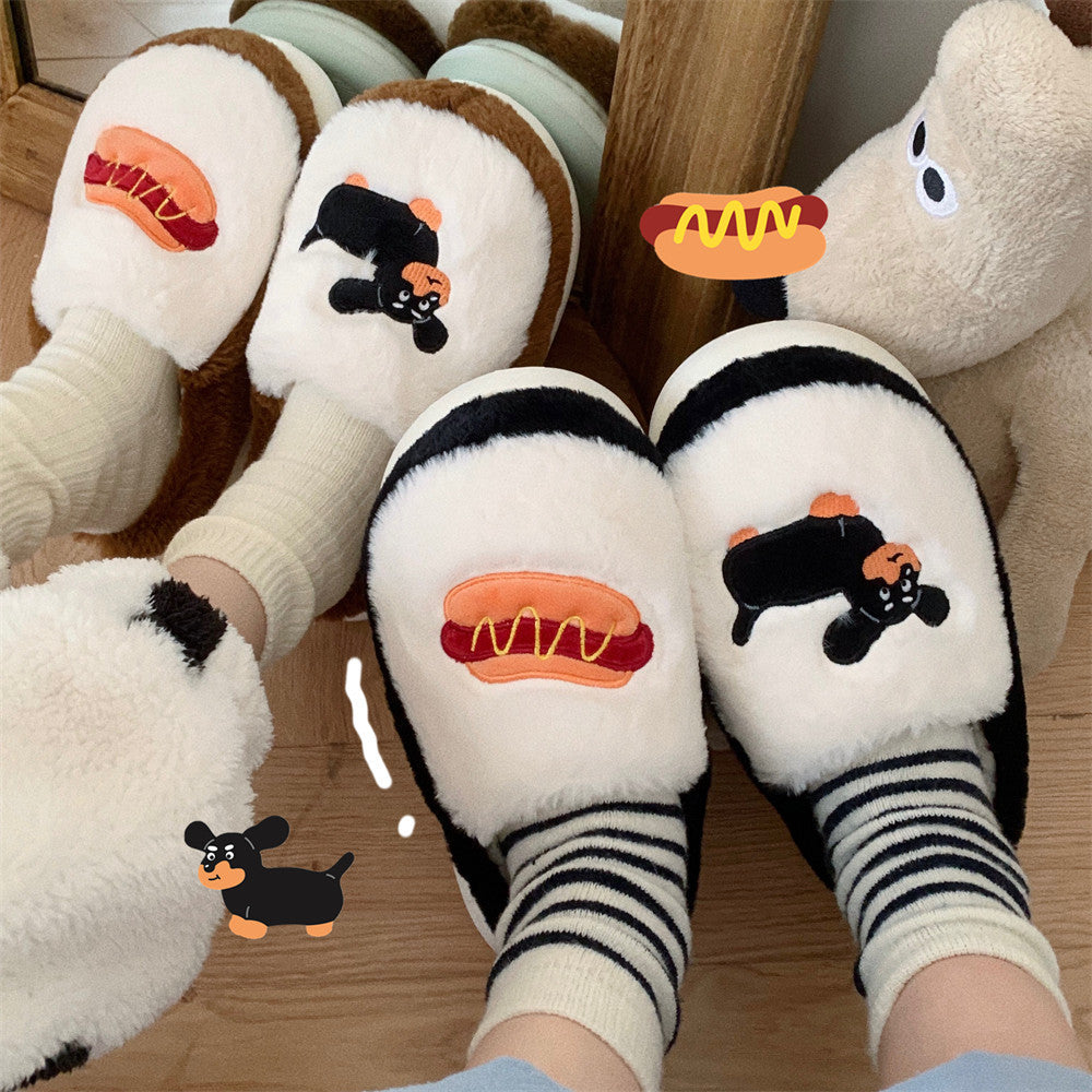 Women's fleece slippers with thermal cotton