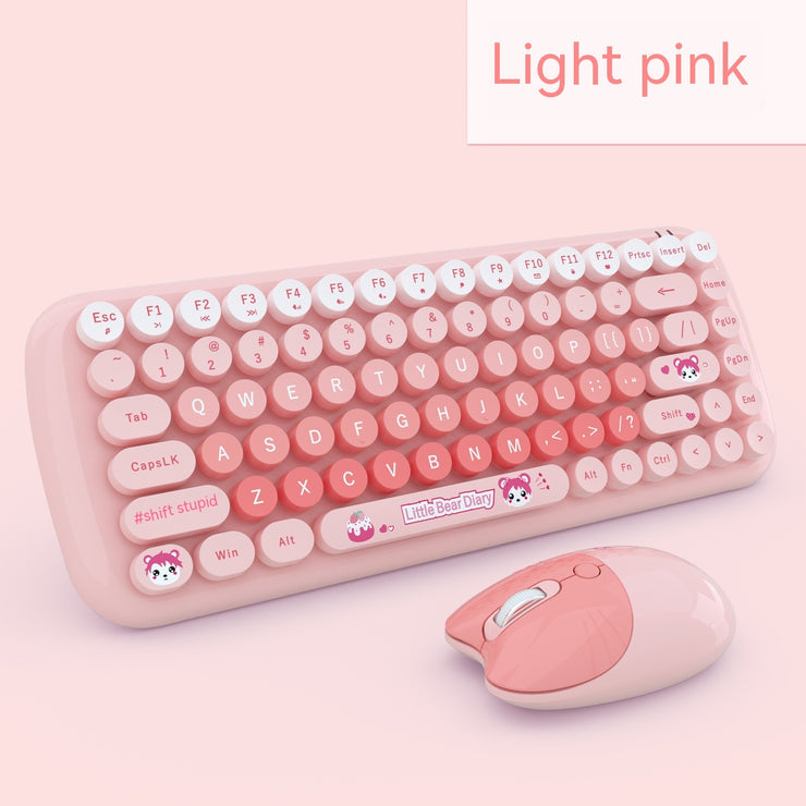 Rosa Mini süße Cartoon kabellose Tastatur und Maus Set