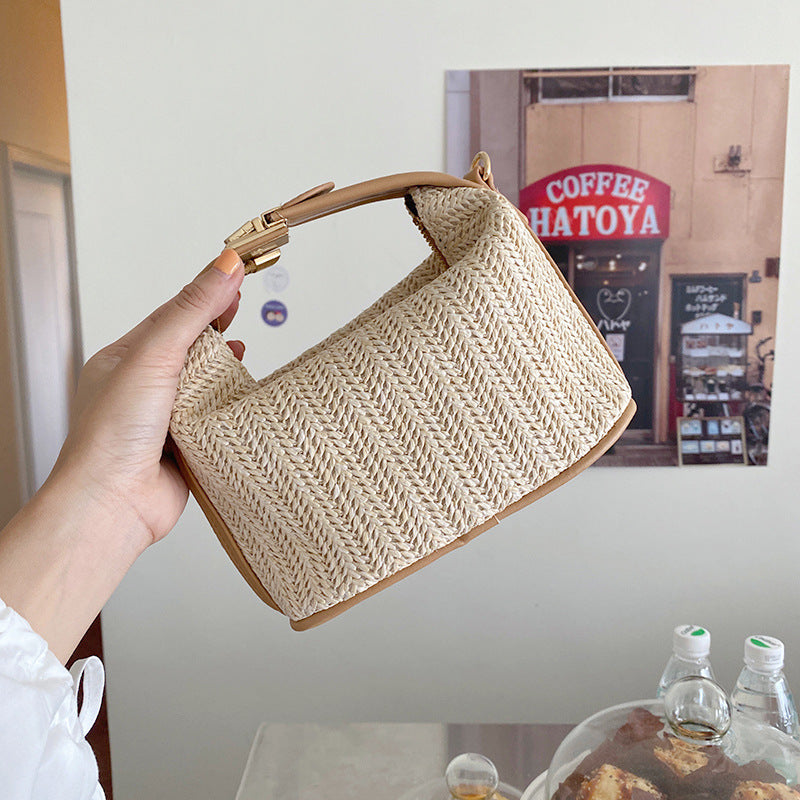 Stroh gewebte kleine Tasche lässig Damen tasche tragbar