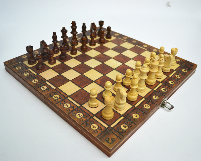 Wooden Magnetic 3 In 1 Chess Set Folding