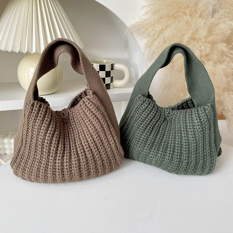 Simple All-match High-grade Wool Knitted Handbag