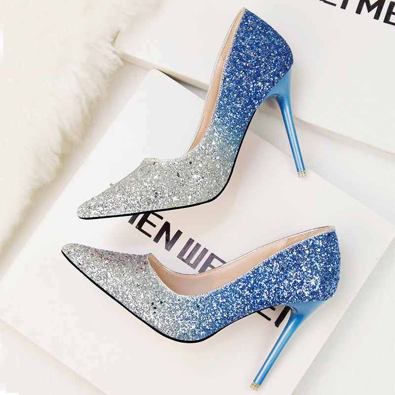 women's fashion pointed low cut high heels