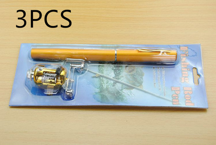 Telescopic drum pen rod fishing gear set