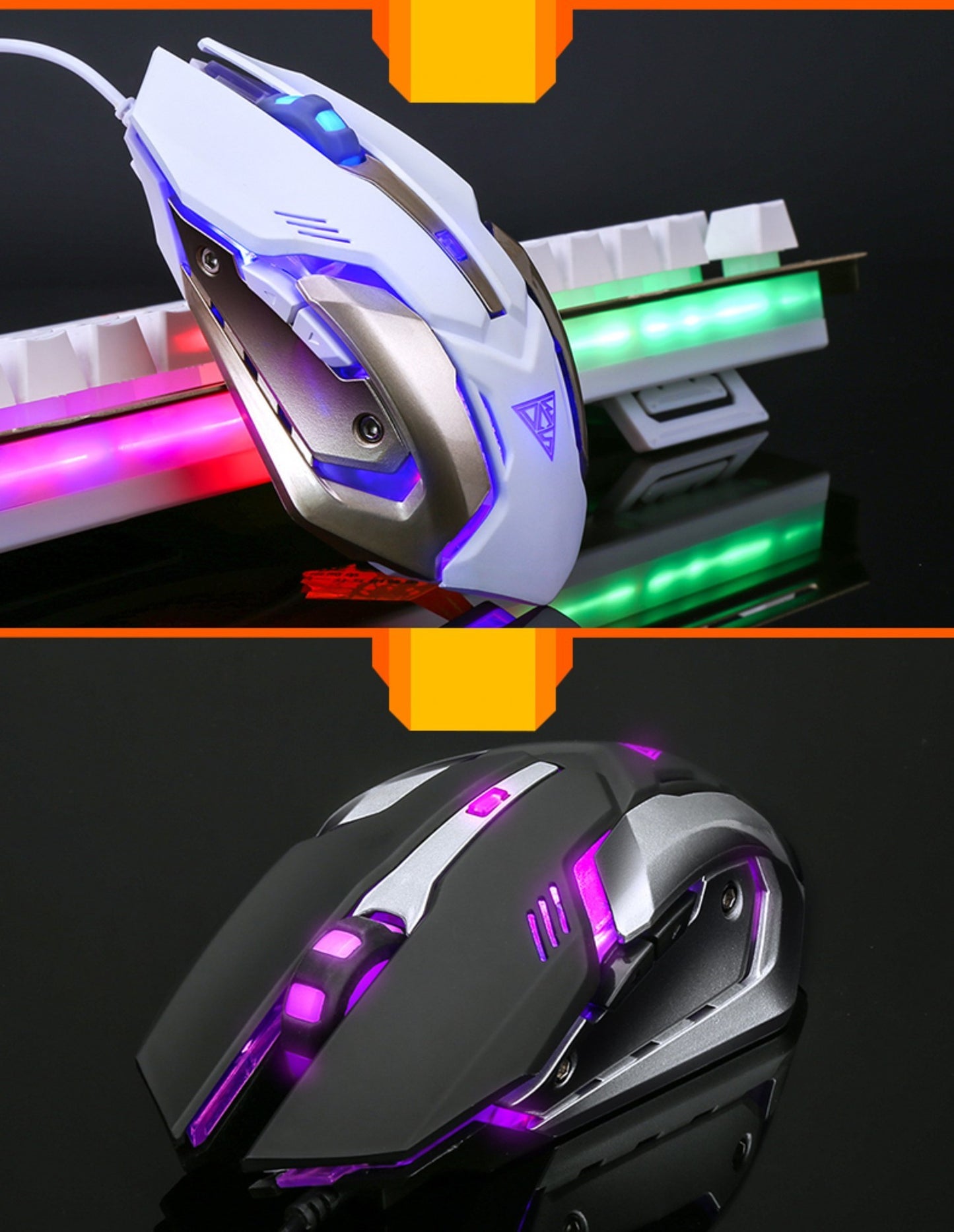 Mechanical horse herder mouse game colorful luminous cable USB mouse