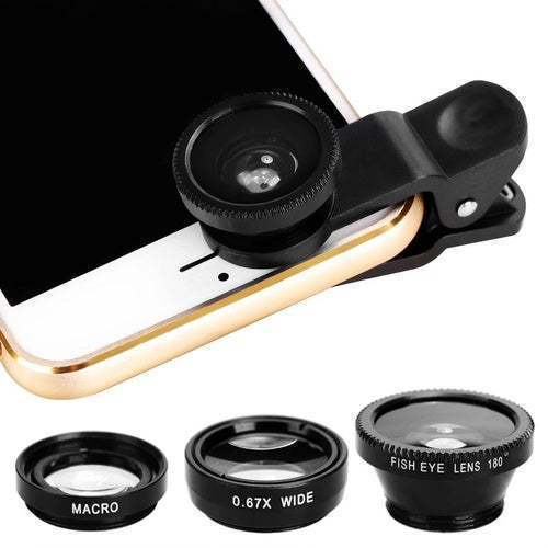 Mobile Phone Lens Wide Angle Macro Fisheye Three in One External Camera