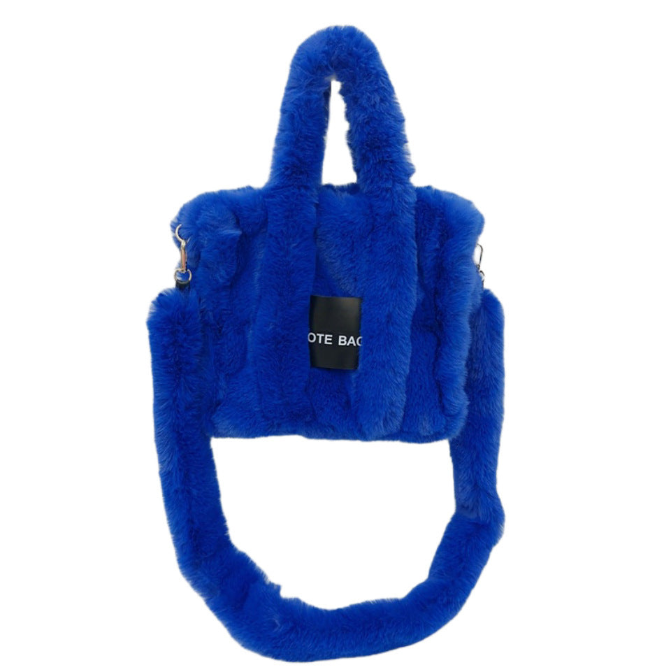 Women's Faux Rabbit Fur Portable Large-capacity Crossbody Bag