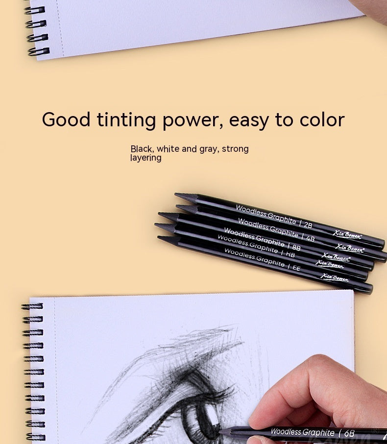 Wood-free Graphite Full Lead Sketching Pencil 6 PCs Suit For Art